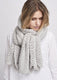 Peacock knitted scarf in light grey with a beautiful lace pattern, made in Önling No 1 merino wool