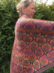 Blodbøg sjal fra Ruth Sørensen, strikkeopskrift Strikkeopskrift Ruth Sørensen