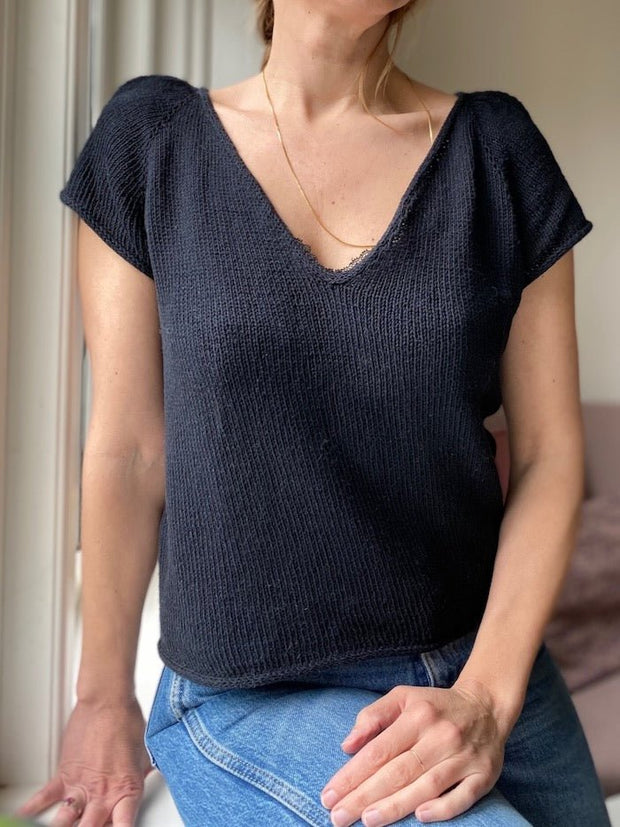 Casia Tee v - neck fra Refined Knitwear, Strikkeopskrift Strikkeopskrift Refined Knitwear