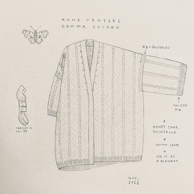 Comma V - neck af Anne Ventzel, No 1 kit Strikkekit Anne Ventzel