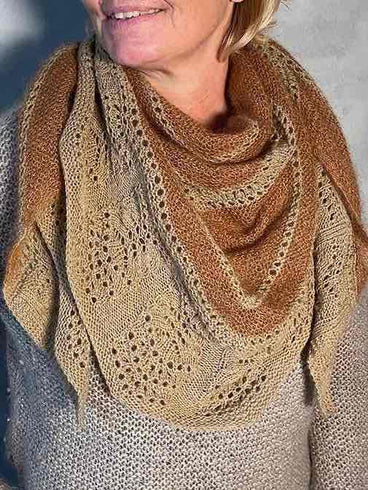 Elinore sjal af Inge - Lis Holst, No 2 + silk mohair strikkekit