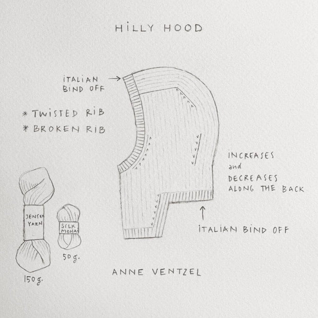 Hilly Hood balaclava af Anne Ventzel, No 2 + silk mohair strikkekit Strikkekit Anne Ventzel