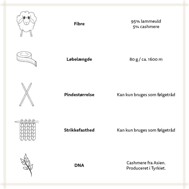 Önling No 13 - følgetråd med cashmere - Råhvid (007) Garn Jesper Davidsen