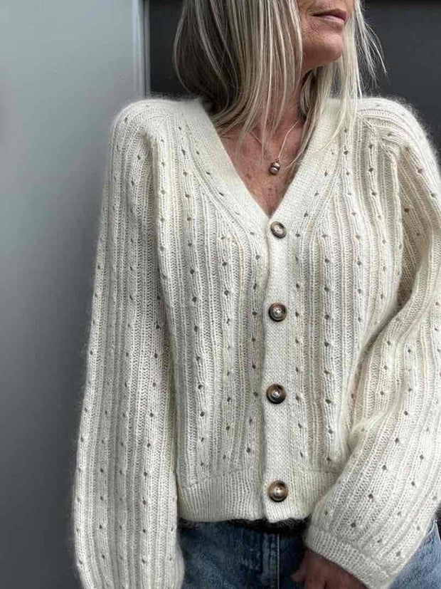 Rikke cardigan No 1 af Rikke Jönsson, strikkekit i No 4 + silk mohair Strikkekit Rikke Jönsson