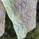 Skagen shawl with hand - dyed color change yarn, knitted in Hedgehog fibers and Isager Silk Mohair yarn, detail of lace pattern
